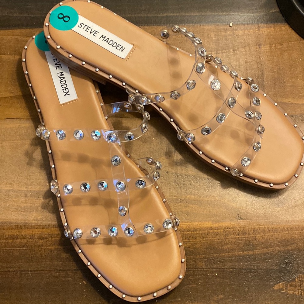 NWT Steve Madden || Clear rhinestone Lyna gladiator sandals